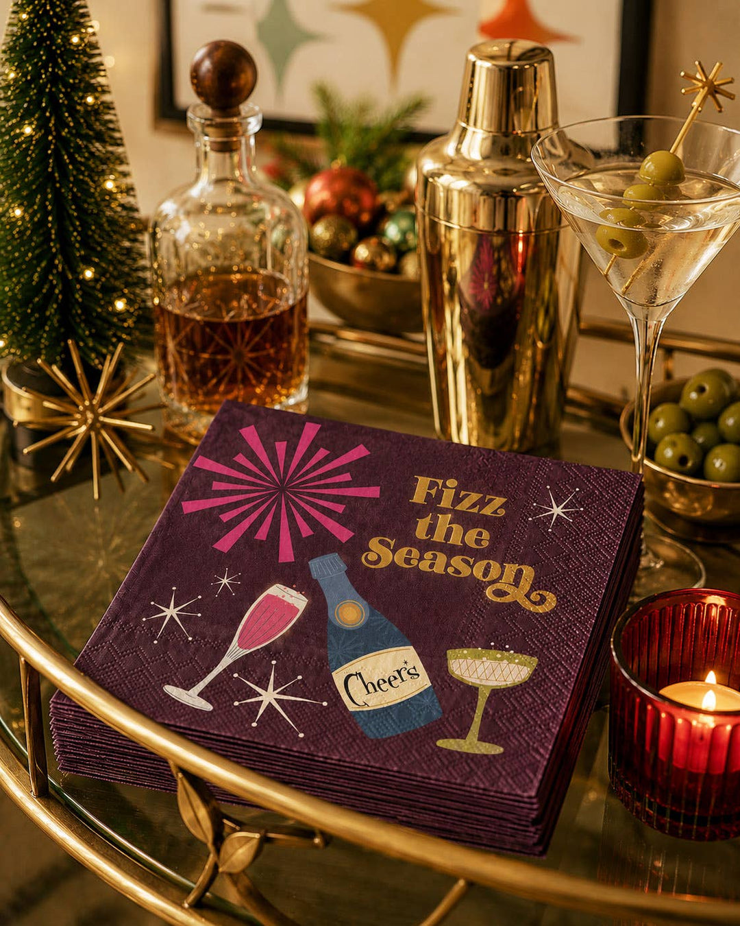 Fizz the Season Holiday Cocktail Napkins