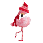 Candy Cane Flamingo Ornament - Eyes Closed