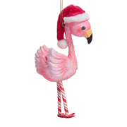 Candy Cane Flamingo Ornament - Eyes Open