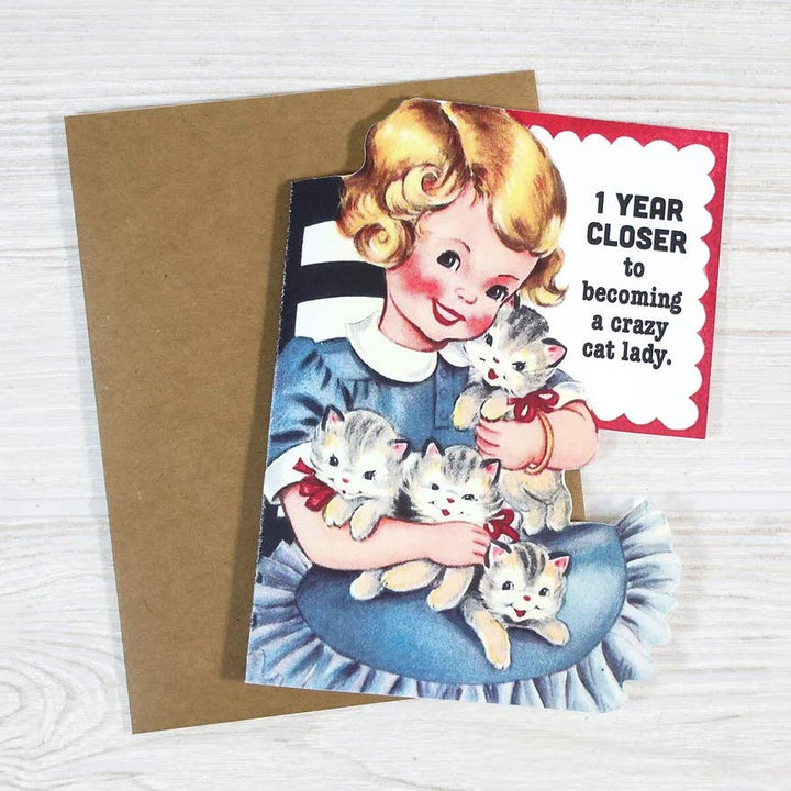 Closer To Crazy Cat Lady Birthday Card - Just Fabulous Palm Springs