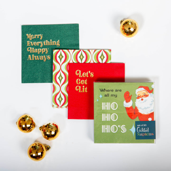 Retro Santa Ho's Holiday Cocktail Napkins