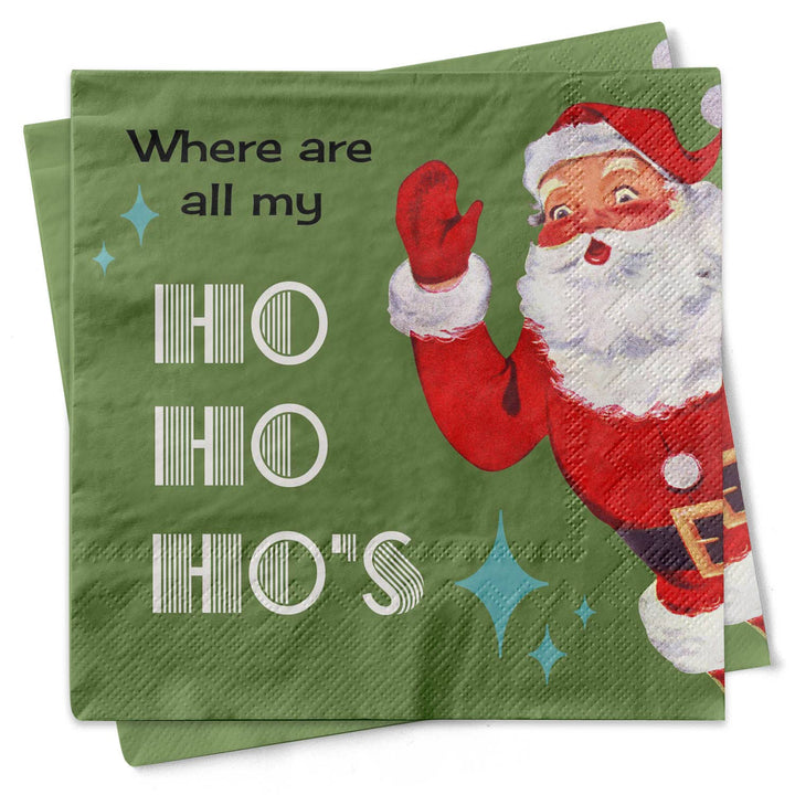 Retro Santa Ho's Holiday Cocktail Napkins