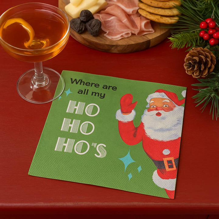 Retro Santa Ho's Holiday Cocktail Napkins