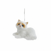 Furry Cat Ornament - White