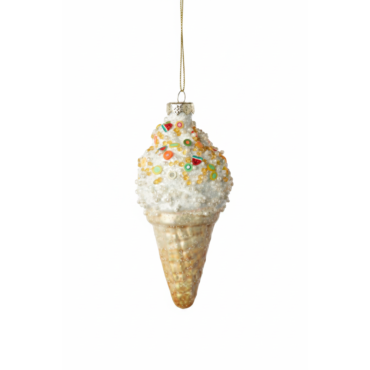Ice Cream Cone Ornament - Yellow