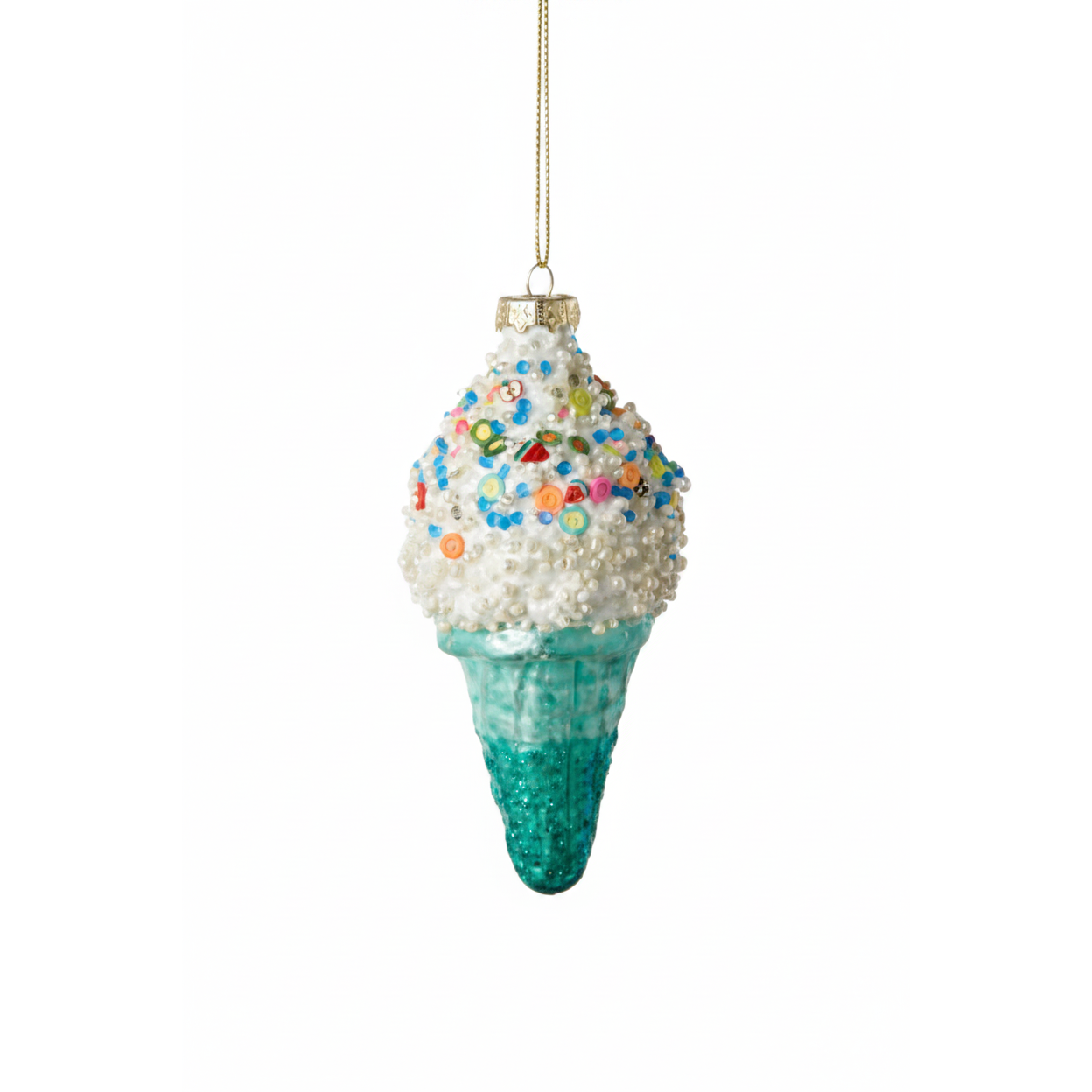 Ice Cream Cone Ornament - Blue