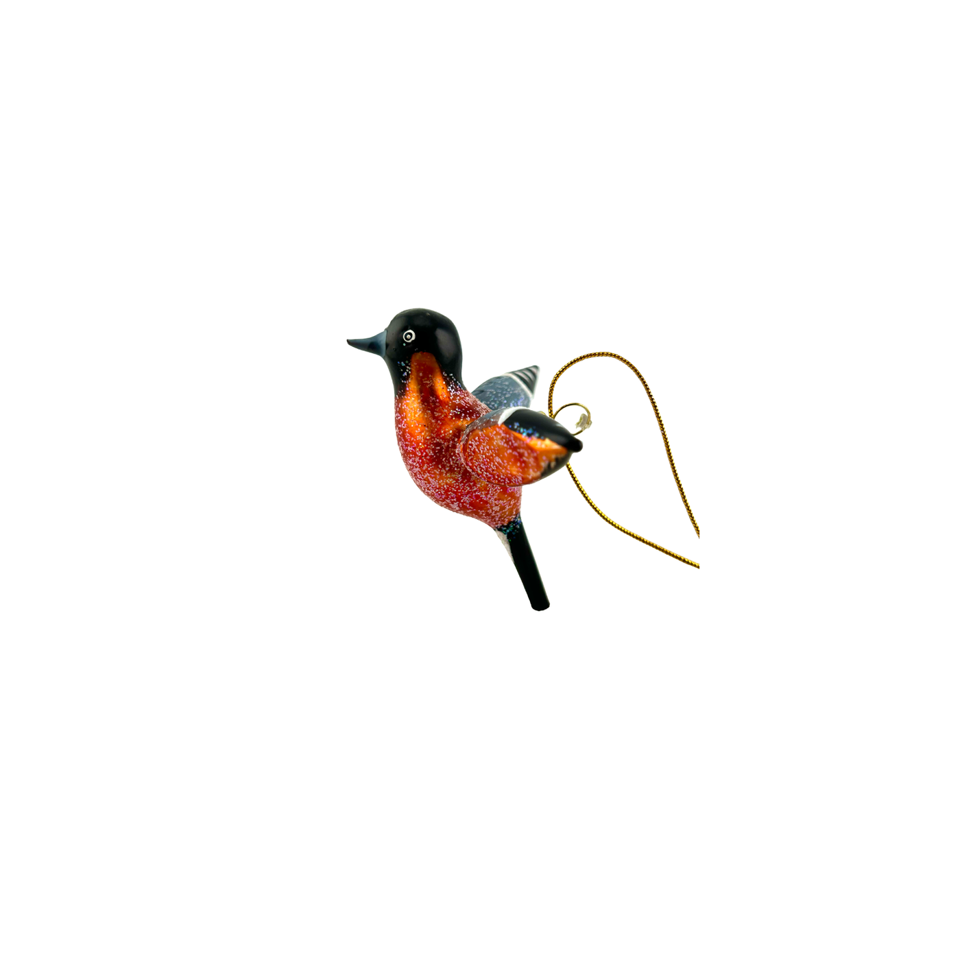 Winter Song Bird Ornament - Orange & Black