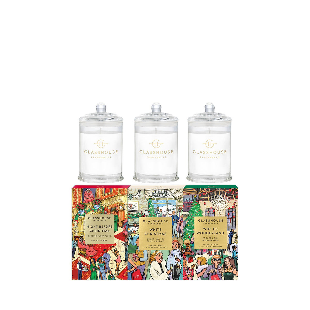 Glasshouse Fragrances Christmas Trio 3 x 2.1 oz. Triple Scented Candle