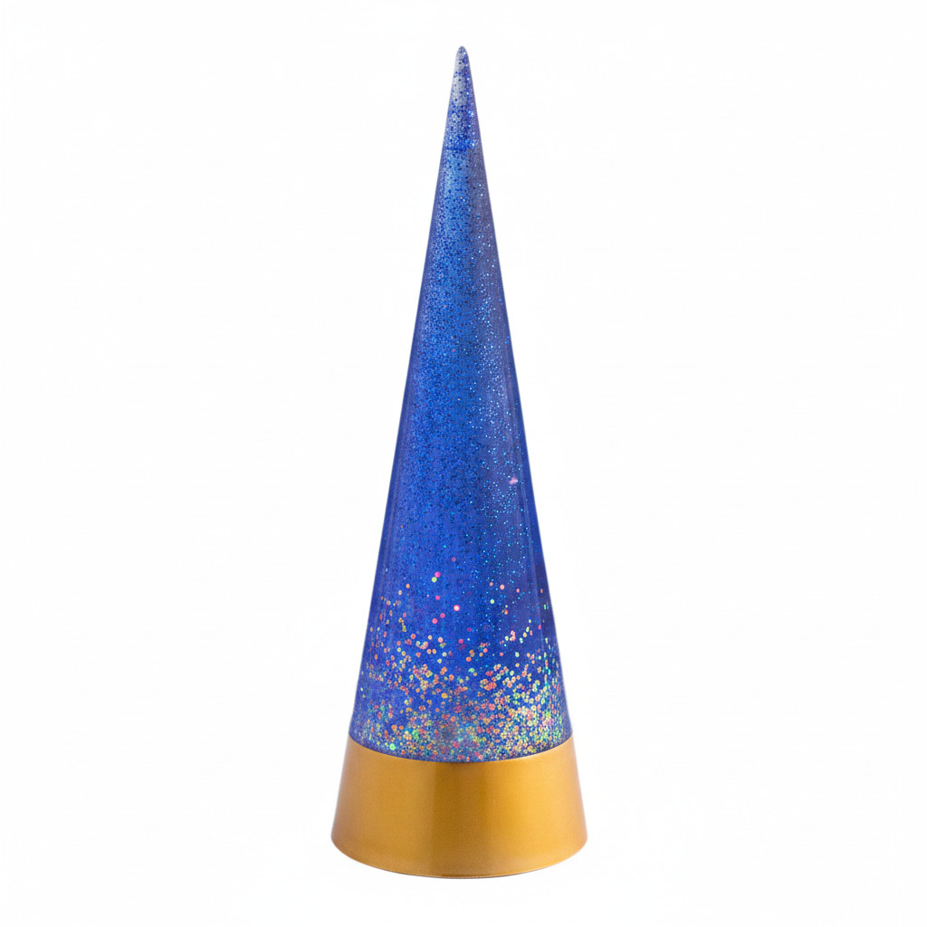 Swirling Glitter Cone Tree - Blue