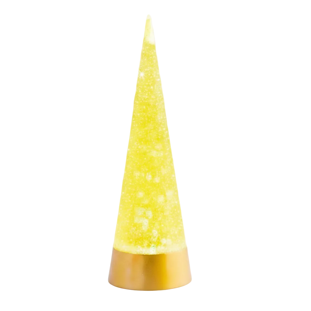 Swirling Glitter Cone Tree - Yellow