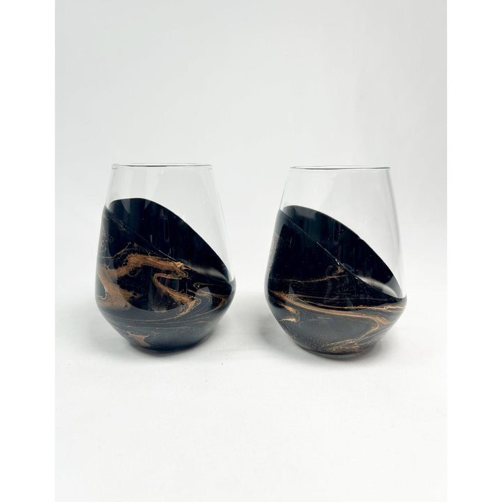 Resin Coated Entertaining Glasses - Black Ember