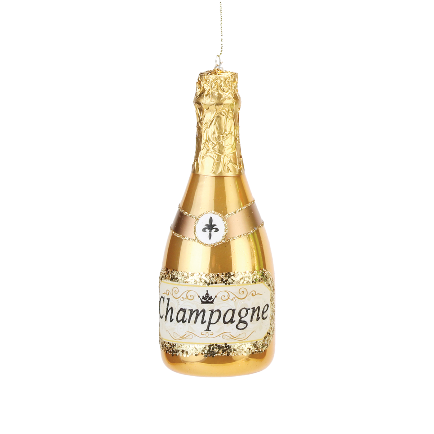 Champagne Bottle Ornament - Gold