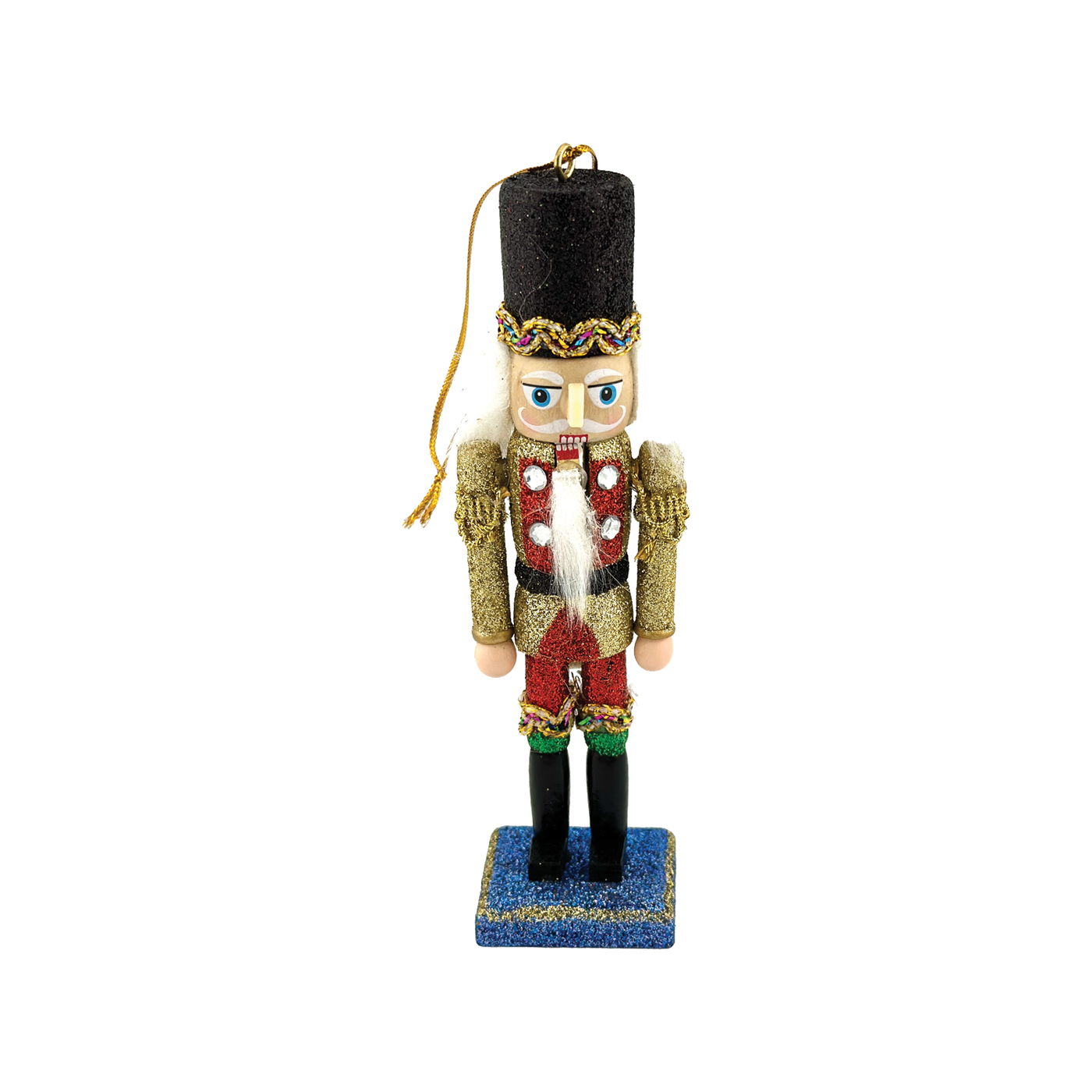 Nutcracker Ornament - Glittery Black Hat With Gold Coat