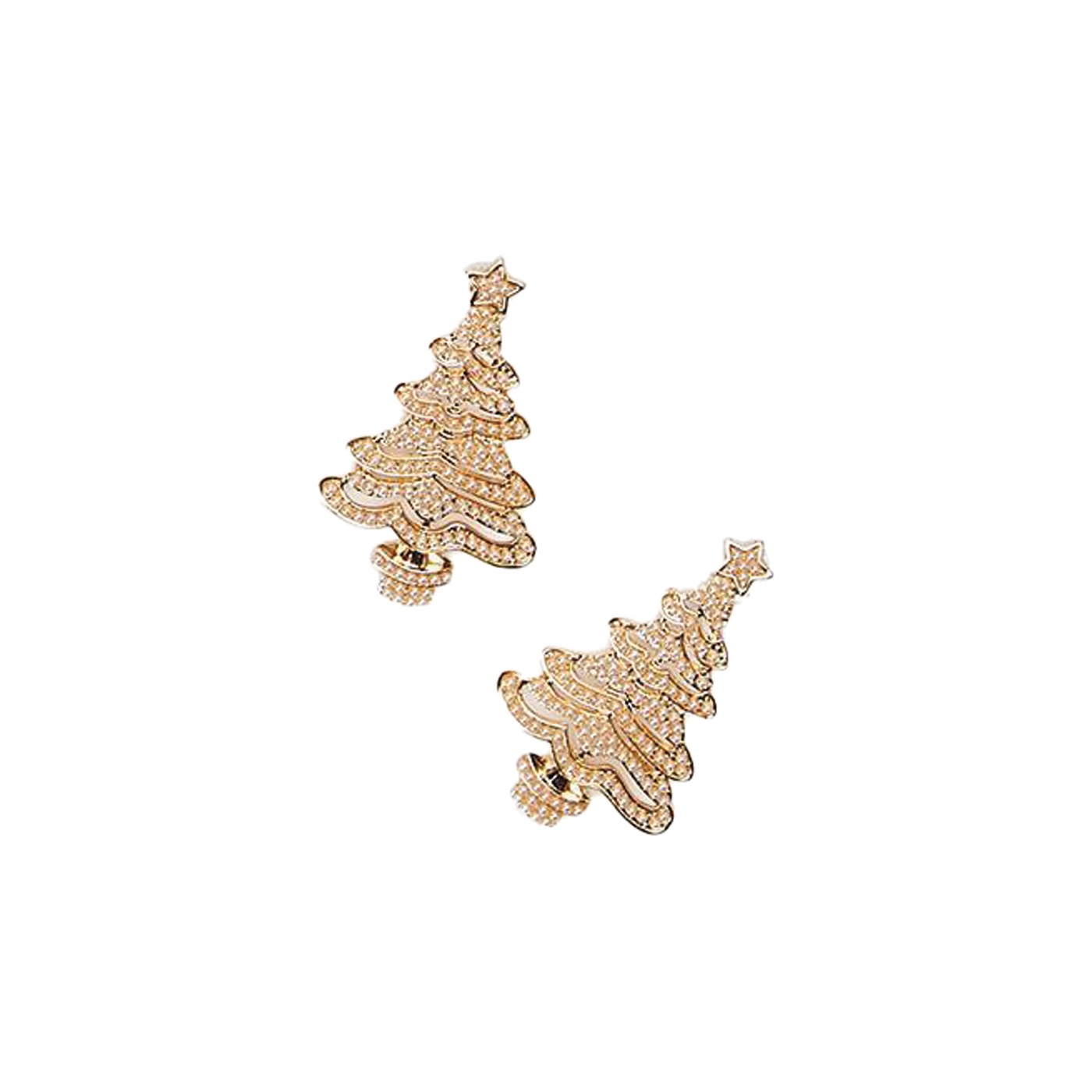 Christmas Tree Embellished Earrings - Gold Strands