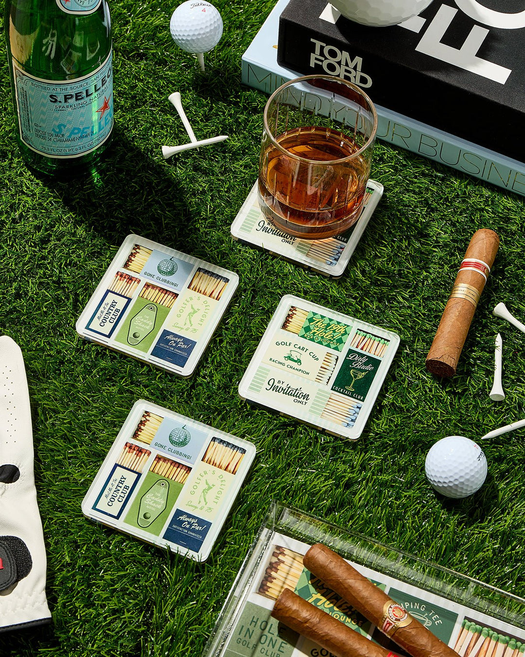 Golf Matchbook Coaster - Set of 4