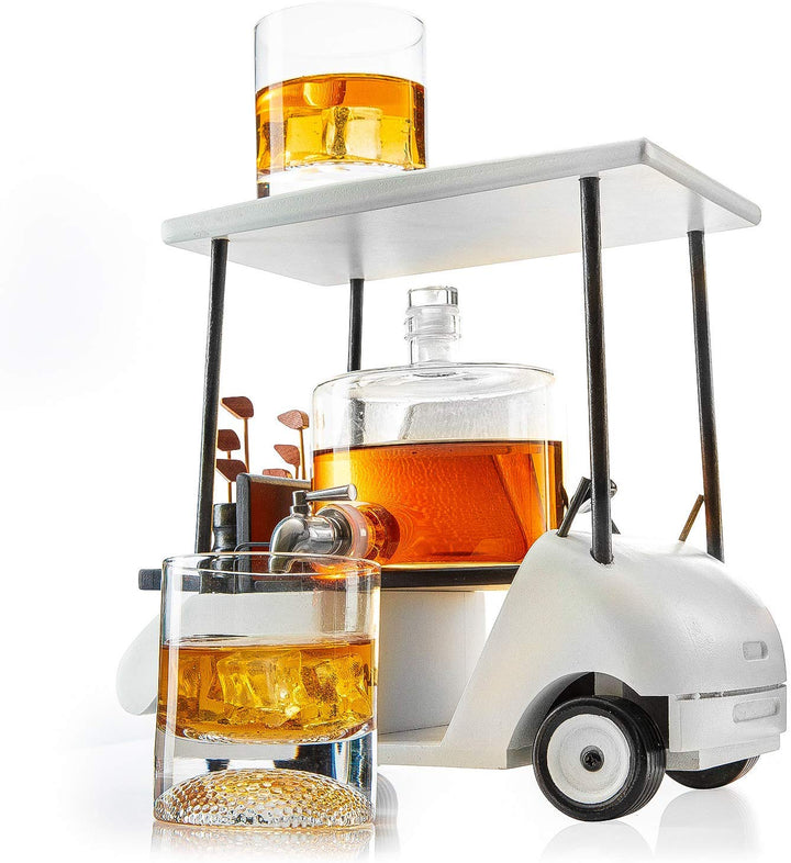 Golf Cart Decanter With Whiskey Glasses