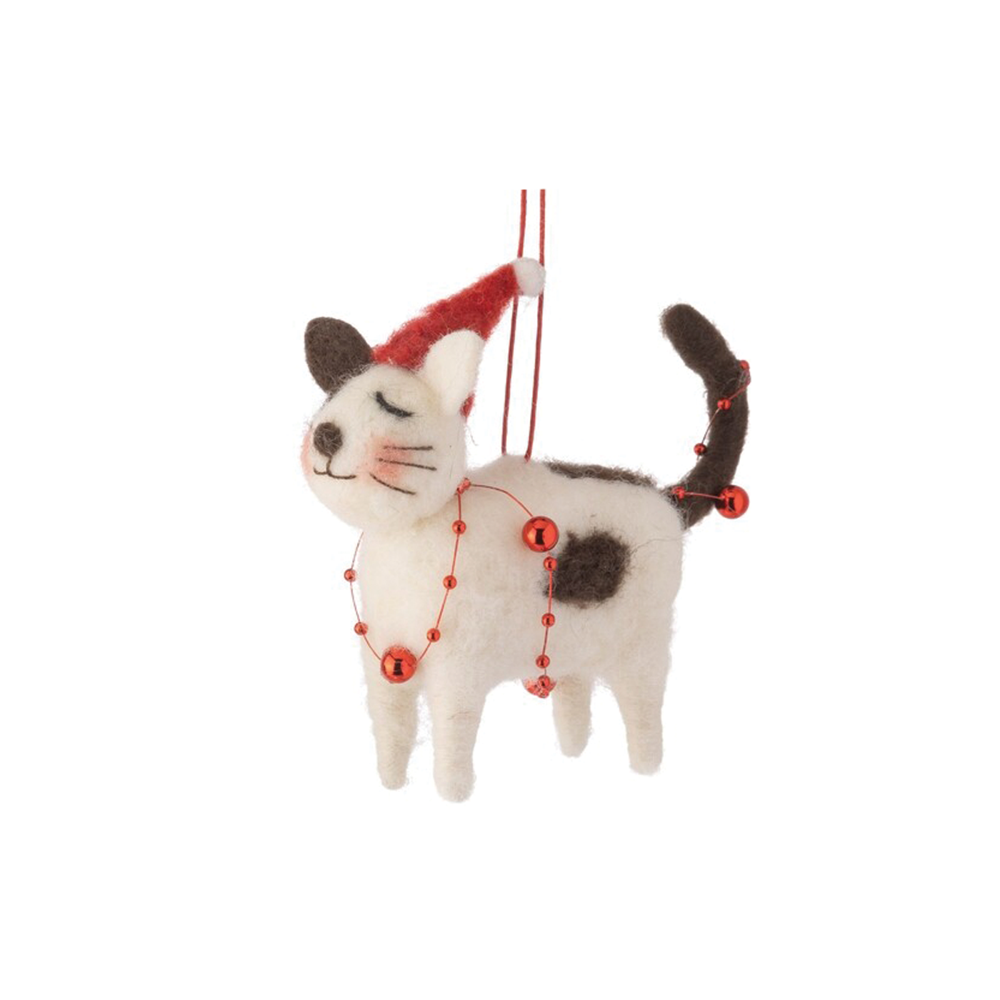 Cat Wrapped In Garland Felt Ornament