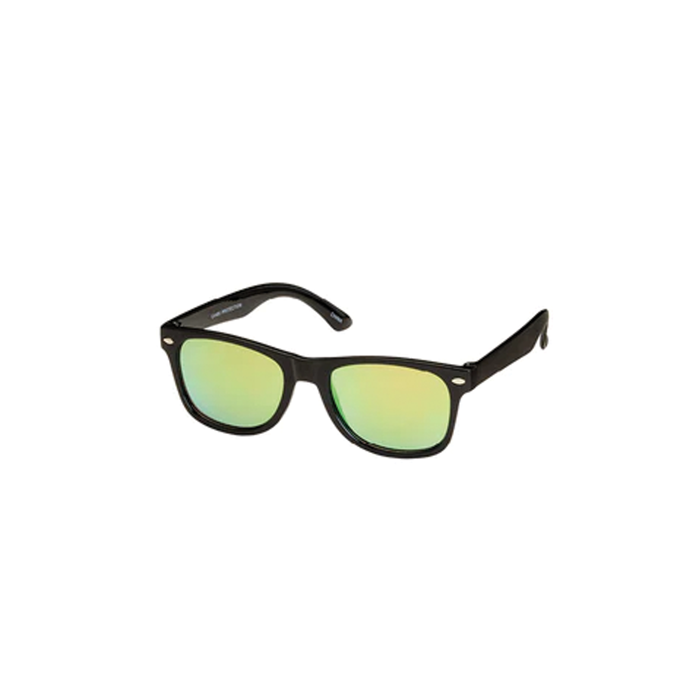 Black Frame Color Mirror Kids Sunglasses - Green