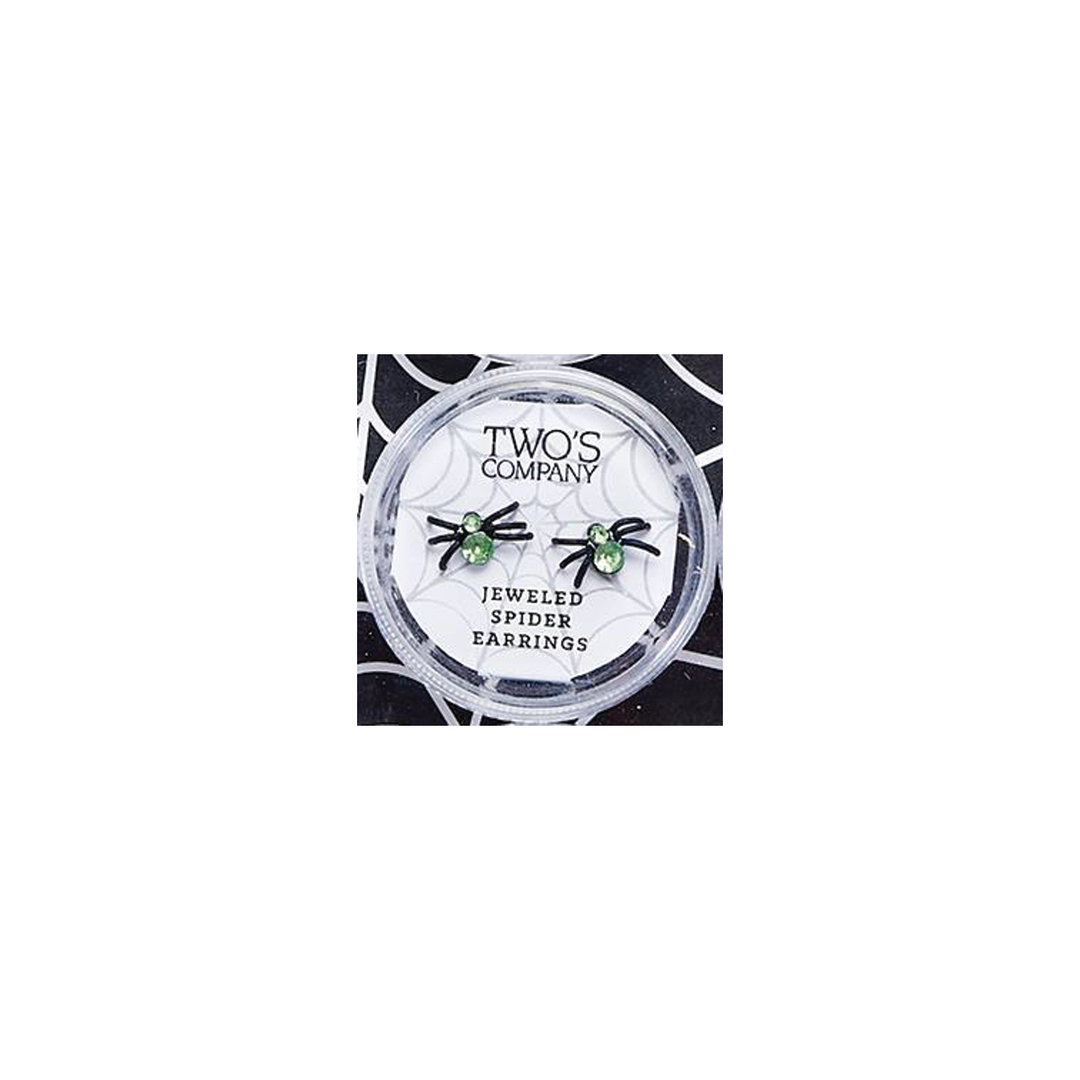 Crystal Spider Earrings - Green & Black