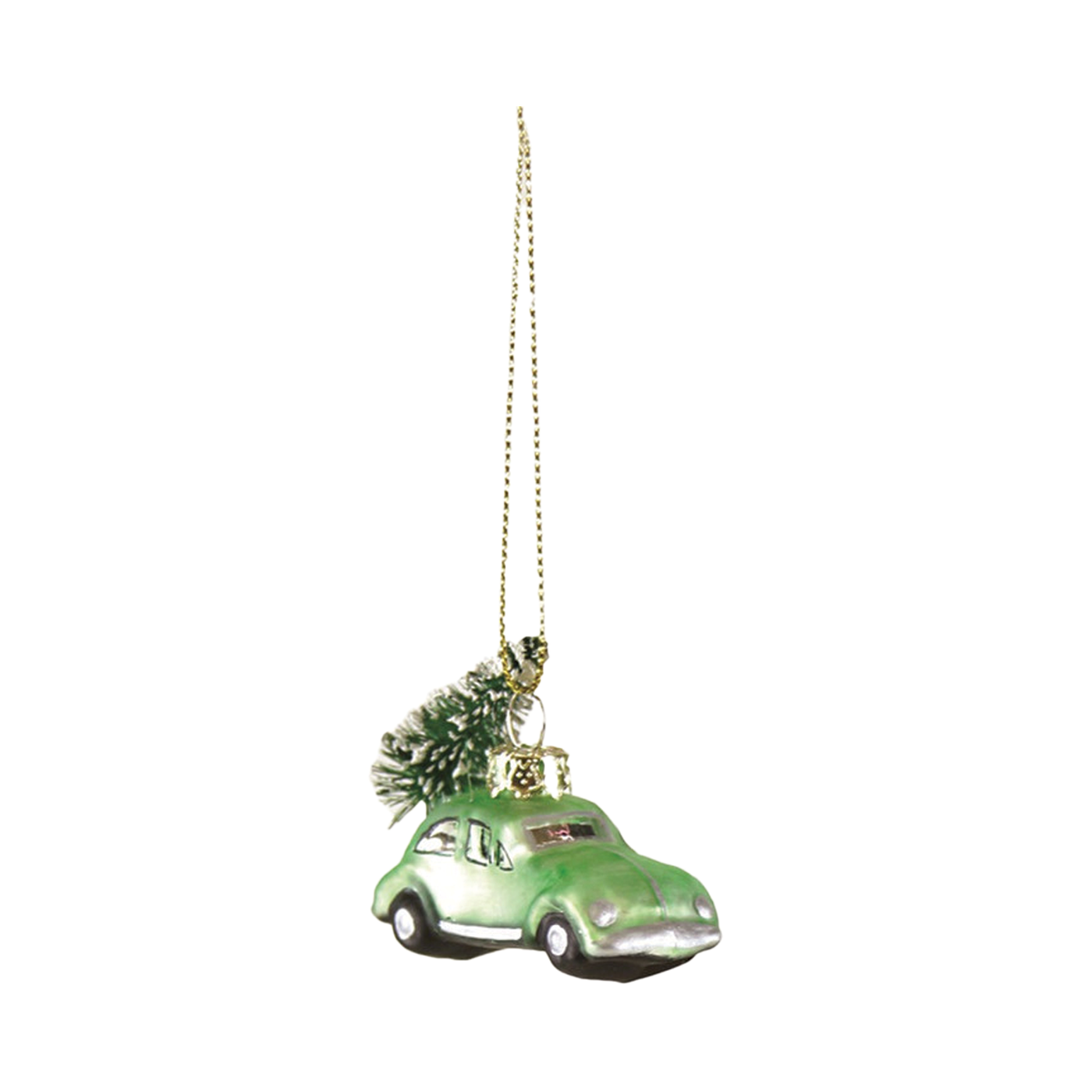 Tiny Car VW Bug Ornament - Green