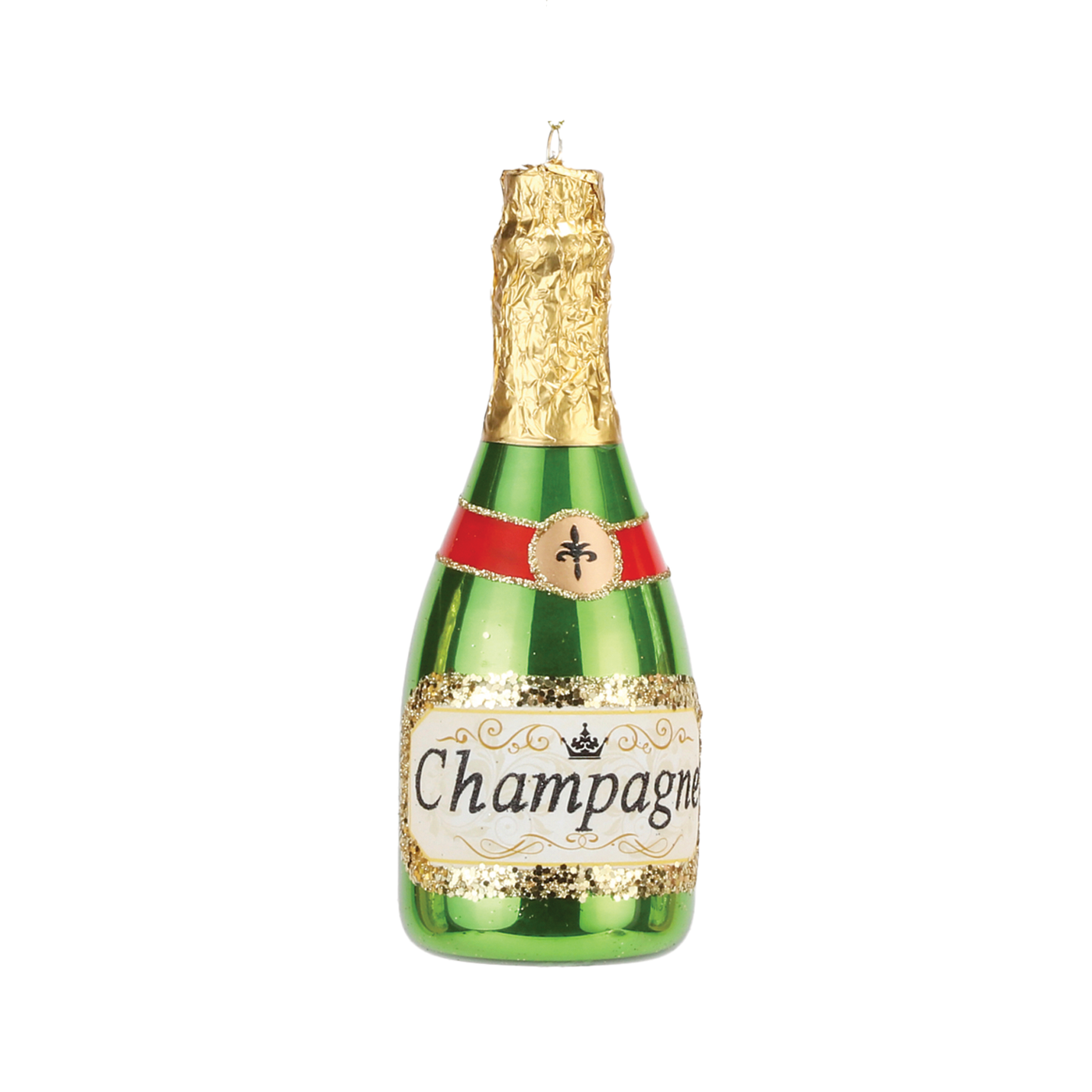 Champagne Bottle Ornament - Green