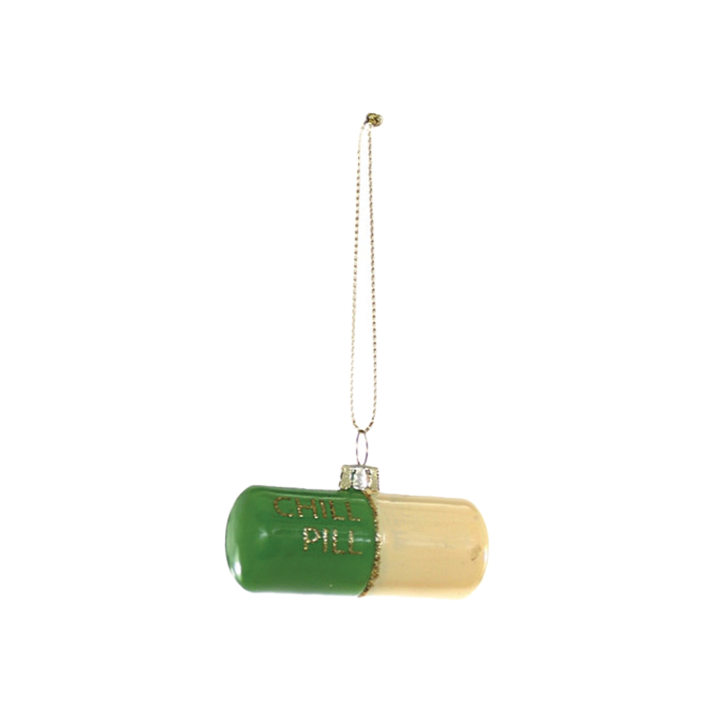 Chill Pill Ornament - Green & Tan