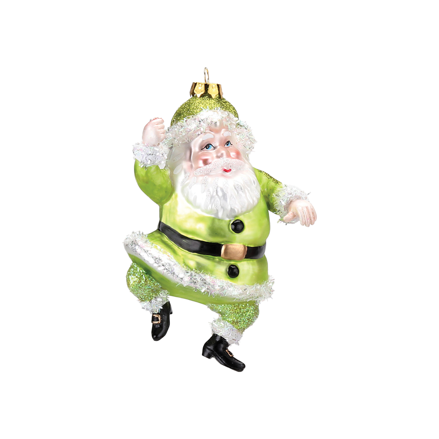 Bright Santa Ornament - Green