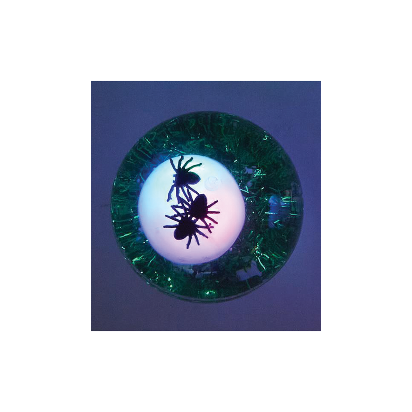 Light Up Skull And Spiders Bouncing Ball - Green