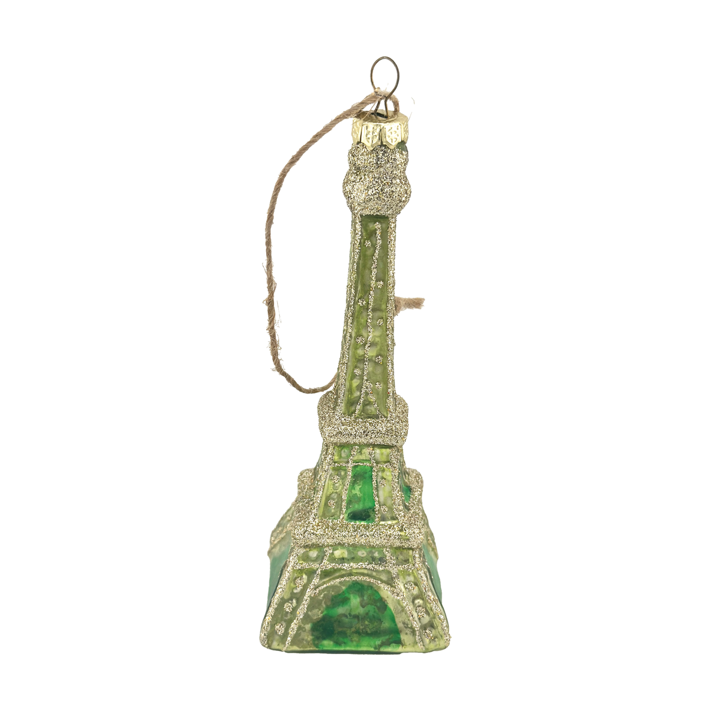 Rainbow Eiffel Tower Glass Ornament - Green