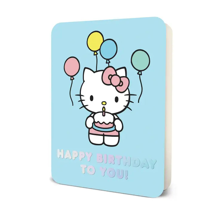 Hello Kitty Happy Birthday Blue Deluxe Birthday Card