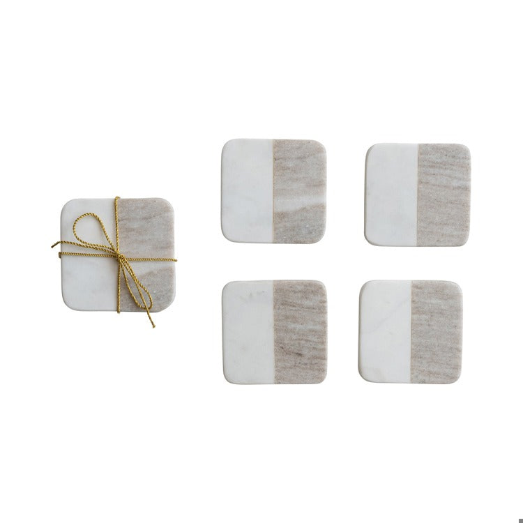 Square Marble Coasters - Set Of 4