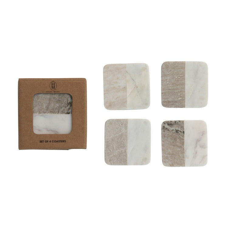 Square Marble Coasters - Set Of 4