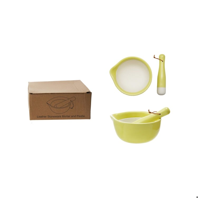 Ceramic Mortar & Pestle - Yellow