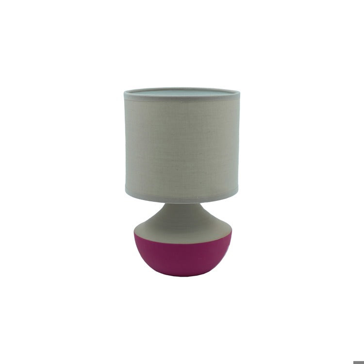 Stoneware Table Lamp With Linen Shade - Red - Just Fabulous Palm Springs