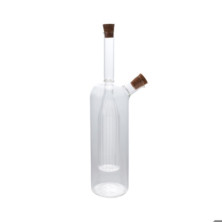 Glass Oil & Vinegar Cruet With Cork Stoppers