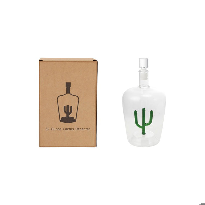 Glass Decanter With Cactus Inside