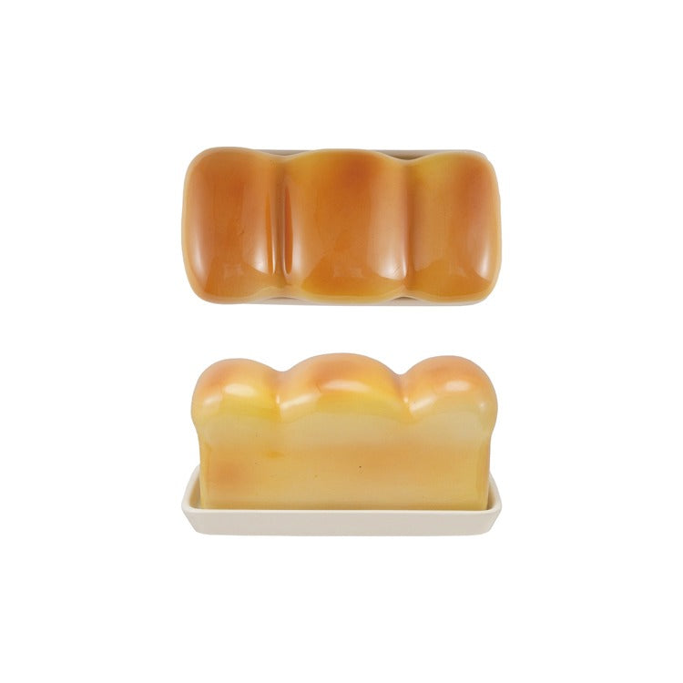 Stoneware Bread Loaf Shaped Butter Dish