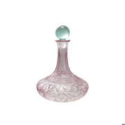 Cut Glass Decanter With Glass Stopper - Pink & Green