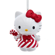 Hello Kitty In Red & White Dress With Candy Cane Ornament