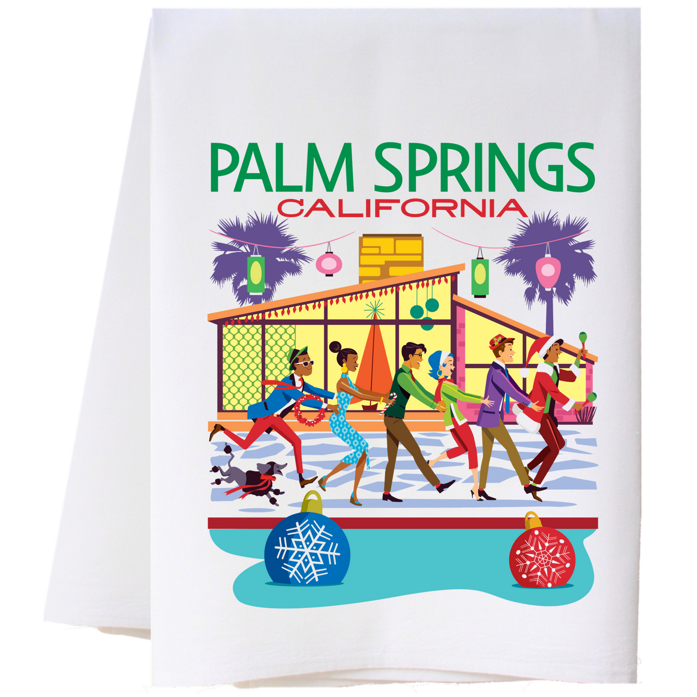 Palm Springs Holiday Conga Tea Towel