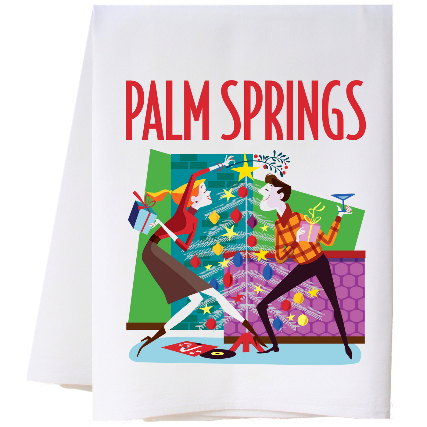 Palm Springs Holiday Dance Tea Towel