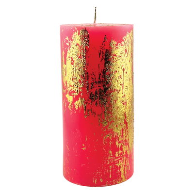 Rainbow Pillar Candle - Hot Pink