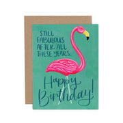 Still Fabulous Flamingo Birthday Greeting Card