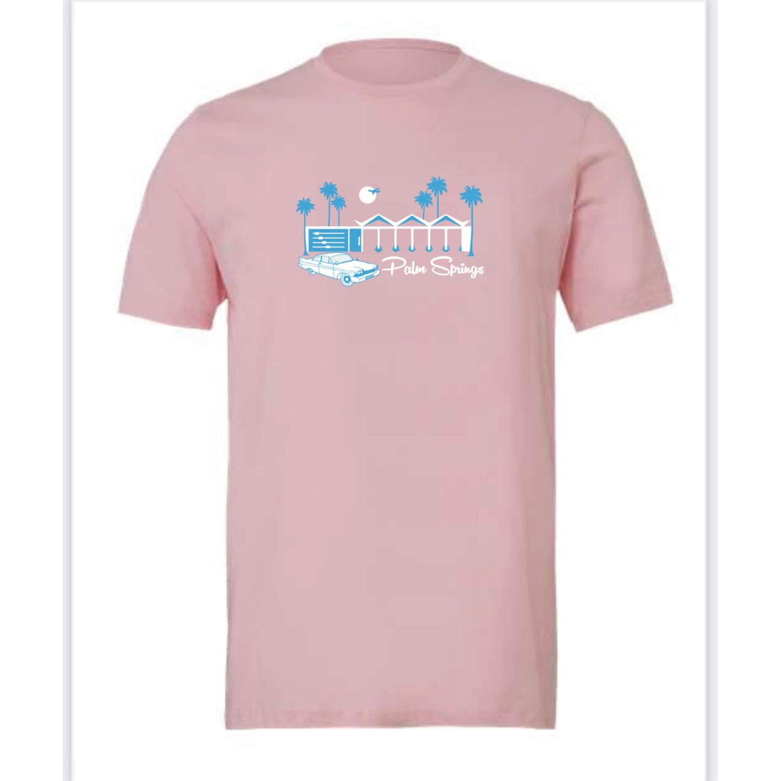 Zig Zag Unisex Crew Neck T-Shirt Pink/Teal - Just Fabulous Palm Springs
