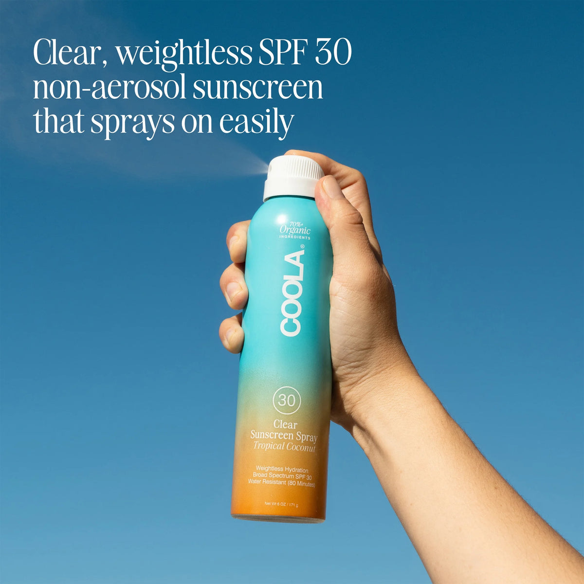 SPF 30 Coola Clear Sunscreen Spray - Tropical Coconut - 6oz