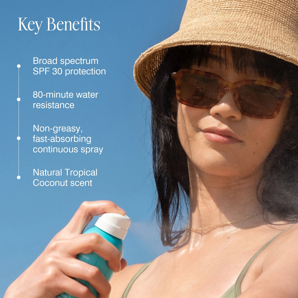 SPF 30 Coola Clear Sunscreen Spray - Tropical Coconut - 6oz
