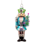 Nutcracker With Sisal Tree Ornament - Blue Jacket
