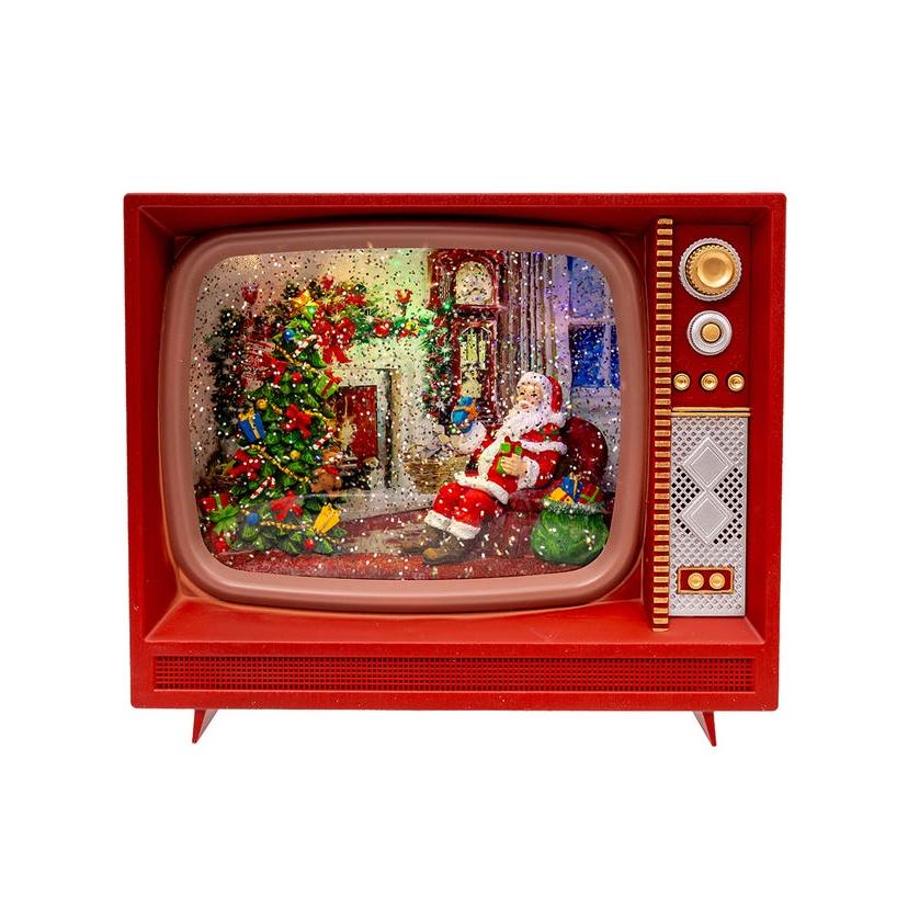 LED Musical TV With Spinning Glitter Water Table Piece