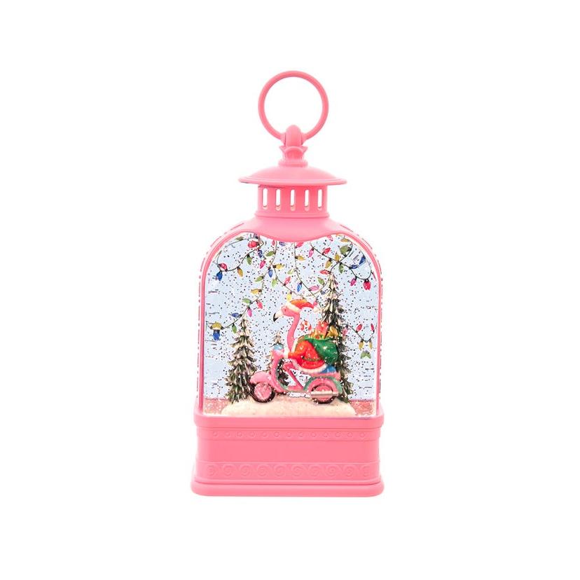 LED Lighted Flamingo Riding Motorcycle Water Lantern