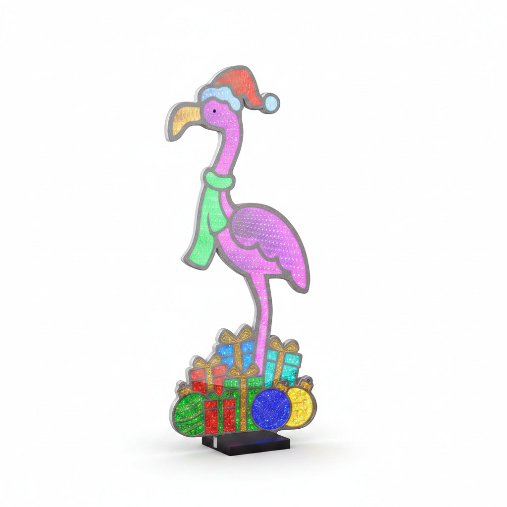 Christmas Flamingo Infinity Mirror Light